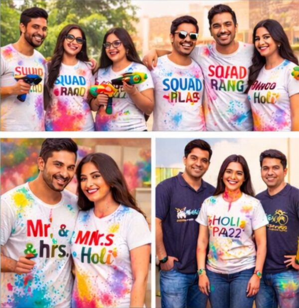 customized holi t shirt for men & women – premium color splash print
